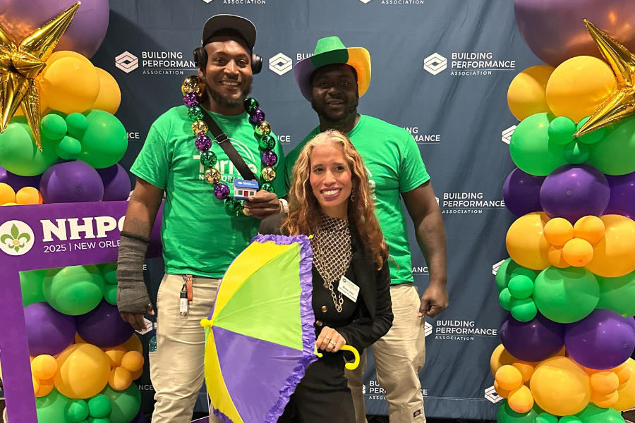 Maria Lewis poses with two people at BPA Conference